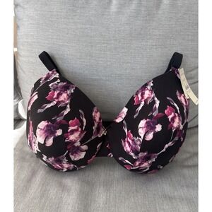 Cacique Body Smoothing Collection Black Floral 38H Back-Smoothing Solution NWT